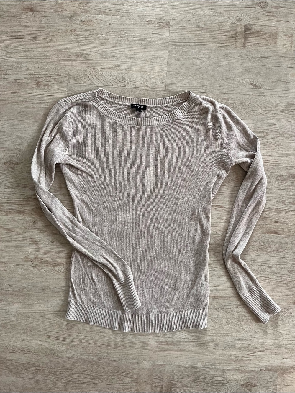 Express Scoop Neck Lightweight Sweater in Beige
